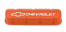 Orange Powder-Coated Competition Big Block Valve Covers with Chevrolet and Bowtie Logo - 25534374